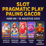 Banner Slot Pragmatic Play Paling Gacor Hari Ini 15 Agustus 2025 menampilkan Gates of Olympus, Starlight Princess, Sweet Bonanza, Sugar Rush, dan Power of Thor Megaways